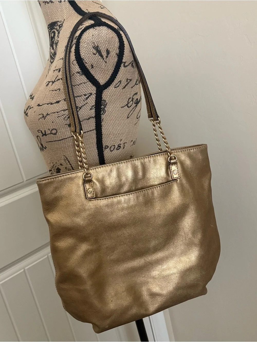 Michael Kors Dark Gold Metallic Tote Shoulder Bag - USED - for DIY?